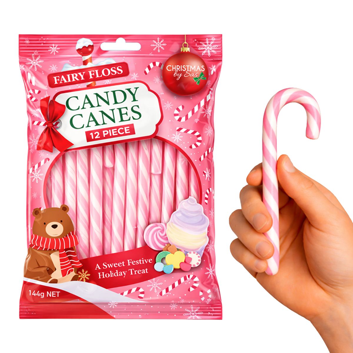 12 Pack Fairy Floss Flavour Candy Canes