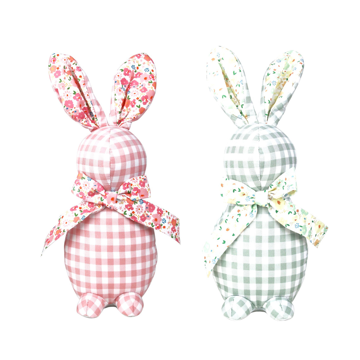 Gingham Bunny Decorations 38cm – Assorted 2 Colours