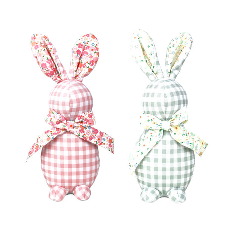 Gingham Bunny Decorations 38cm – Assorted 2 Colours