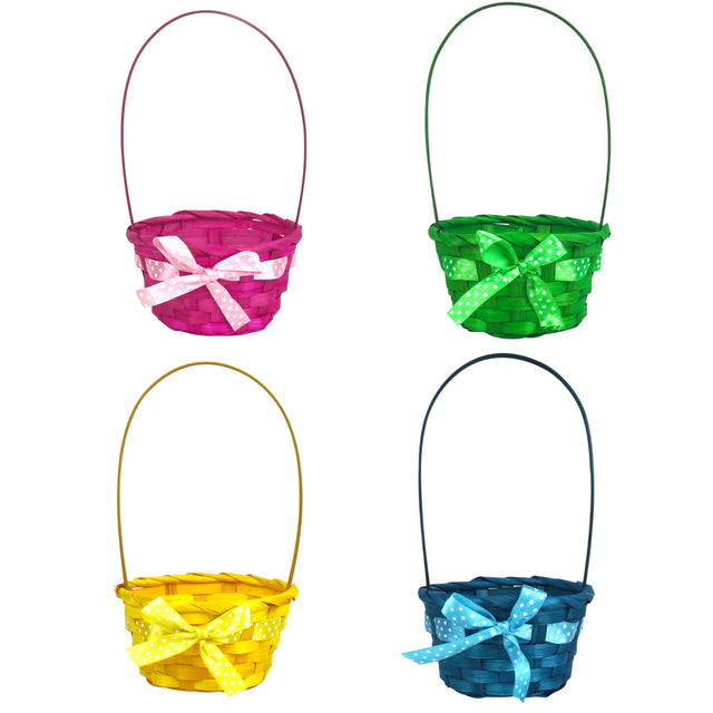 Round Easter Basket with Handle & Ribbon