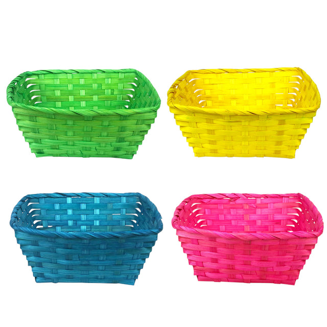 Square Easter Basket 22 x 10cm – Assorted 4 Colours