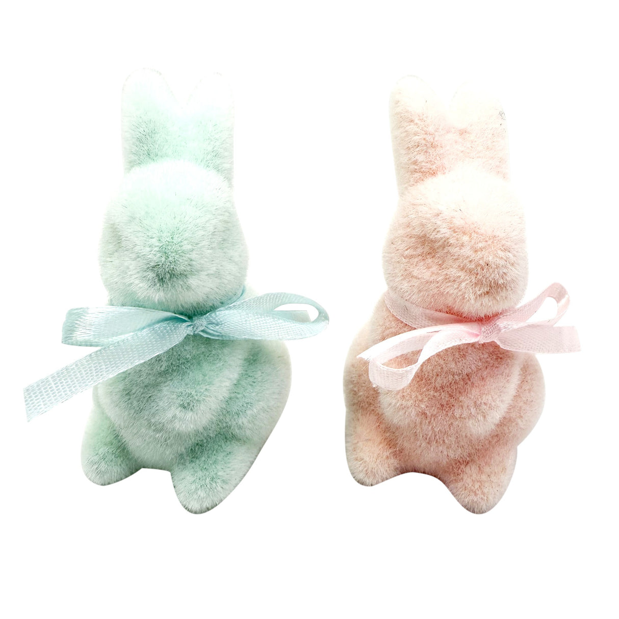 Flocked Pastel Bunny Figures 10cm – Assorted 2 Designs