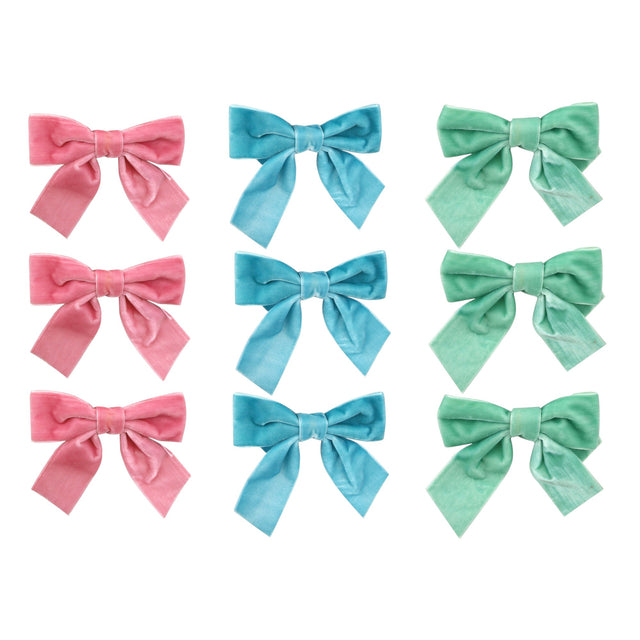 Velvet Bow Decorations 10cm – 3 Pack (Assorted 3 Designs)