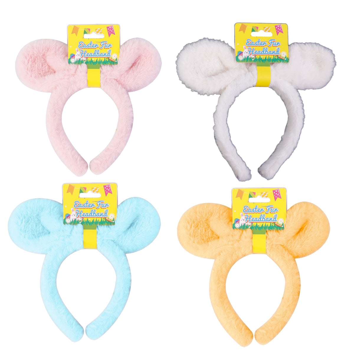 Bunny Ears Headband with Bow – Assorted 4 Designs – Red Dot