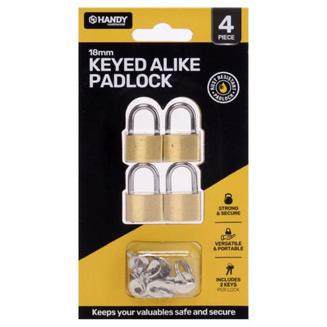 Keyed Alike Padlock Set – 4 Pack