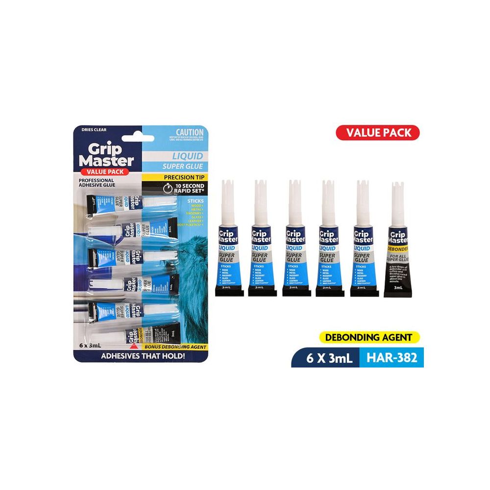 6 Piece Super Glue and Debonder Set 3g