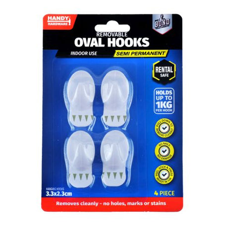 White Adhesive Hooks – 4 Pack