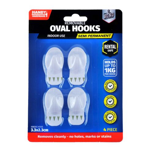 White Adhesive Hooks – 4 Pack