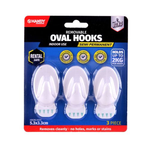 White Adhesive Hooks – 3 Pack