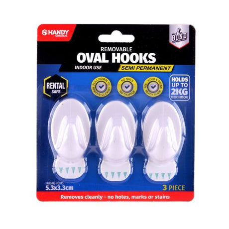 White Adhesive Hooks – 3 Pack