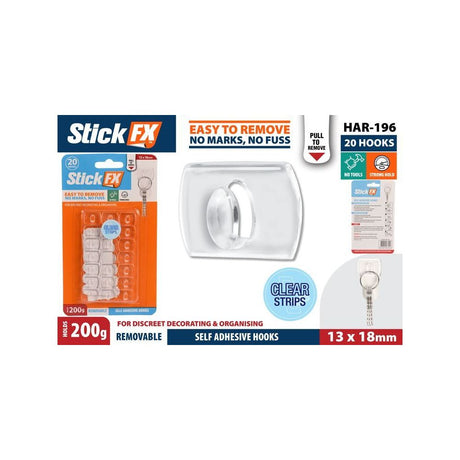 20 Pack Self-Adhesive Removable Hooks