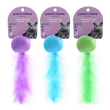 Plush Ball With Feather Tail Cat Toy Assorted