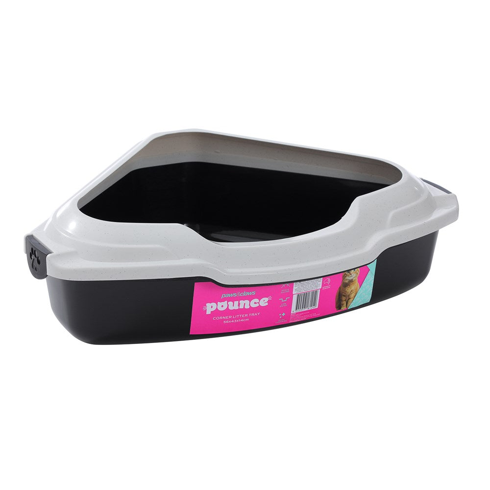 Pounce Corner Cat Litter Tray with Rim 56cm x 43cm