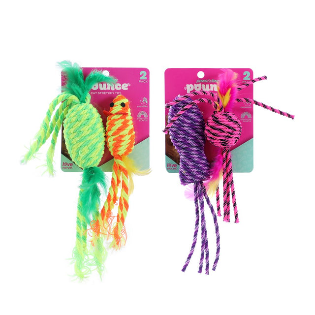 2 Pack Stretchy Cat Toy Assorted
