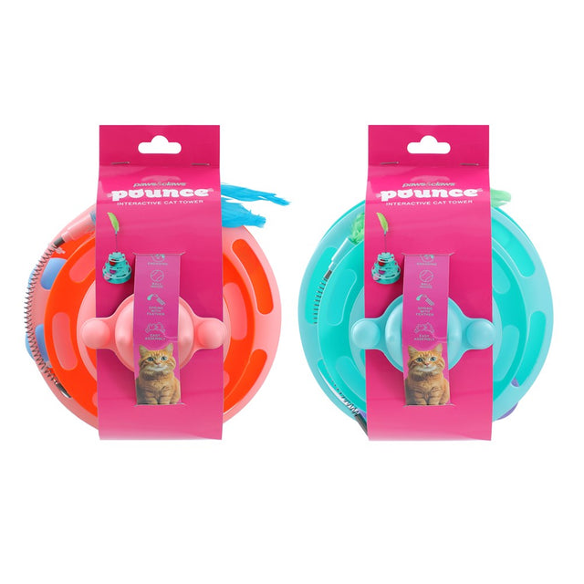 Cat Tower Interactive Toy 2 Assorted Colours 18 x 30cm