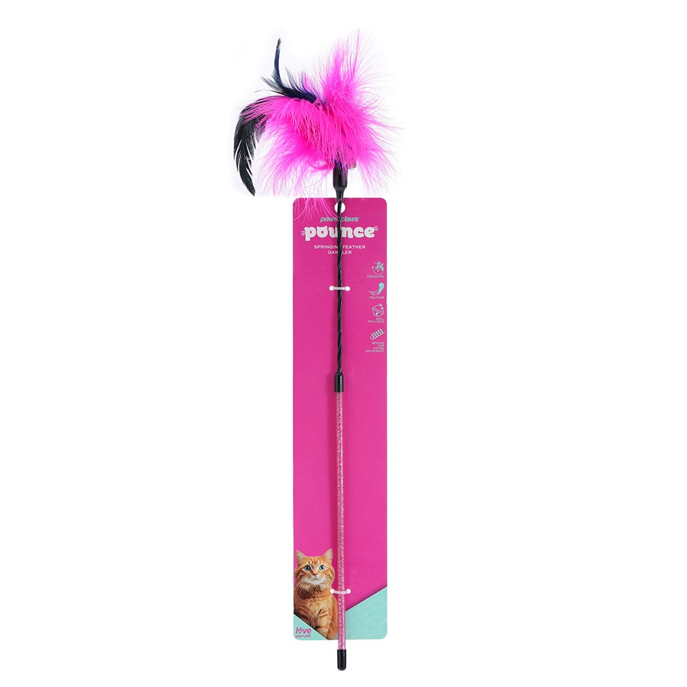 Pounce Springing Feather Cat Dangler 48cm - Assorted
