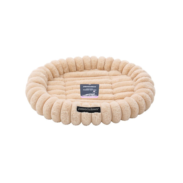Oval Ribbed Cat Bed 45x36x4cm