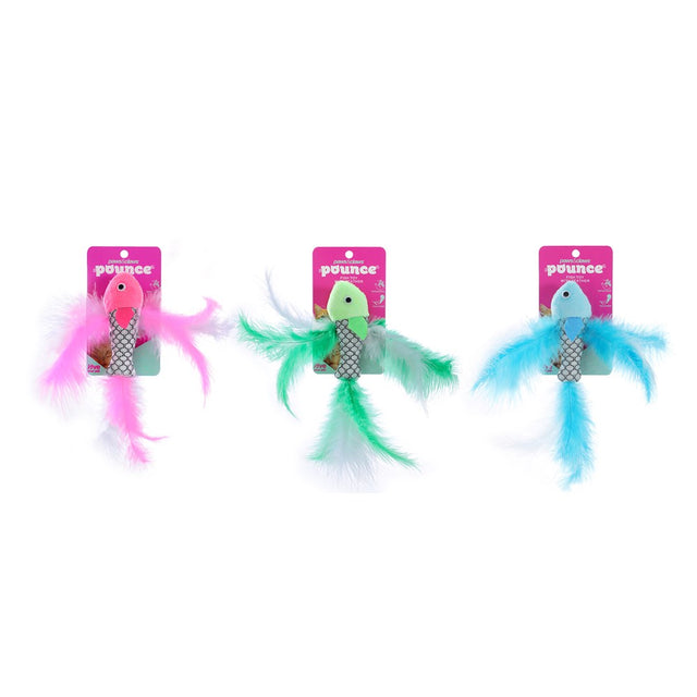 Fish Toy with Feather 21 x 4cm - Assorted Colours