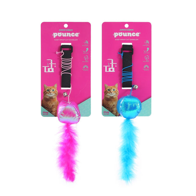 Pounce Easy Wrap Cat Dangler Toy 2 Assorted Colours 120cm