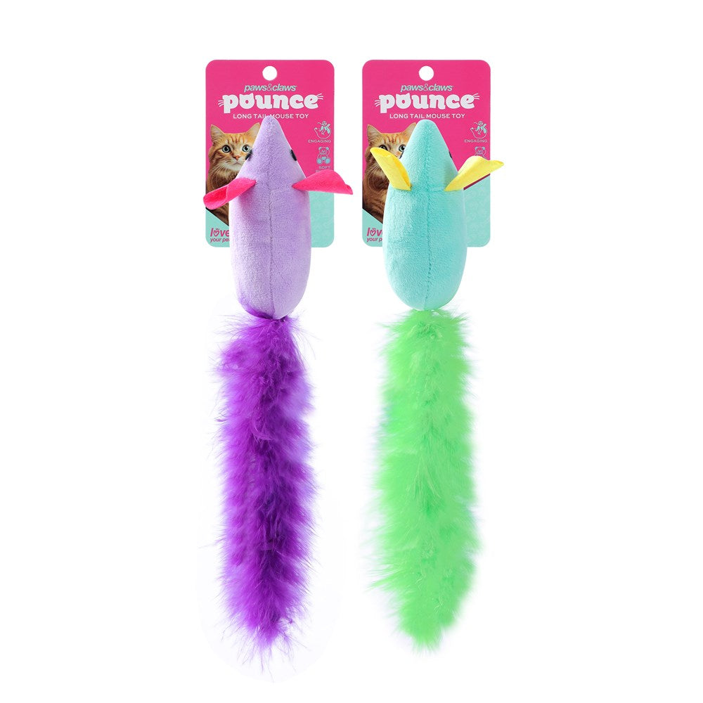 2 Pack Long Tail Mouse Plush Cat Toy 12cm x 3cm x 4.5cm