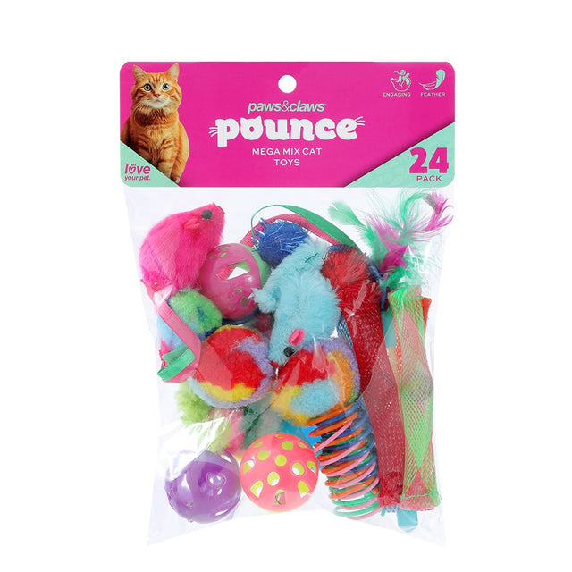 24 Pack Mega Mix Cat Toys 23cm x 15cm