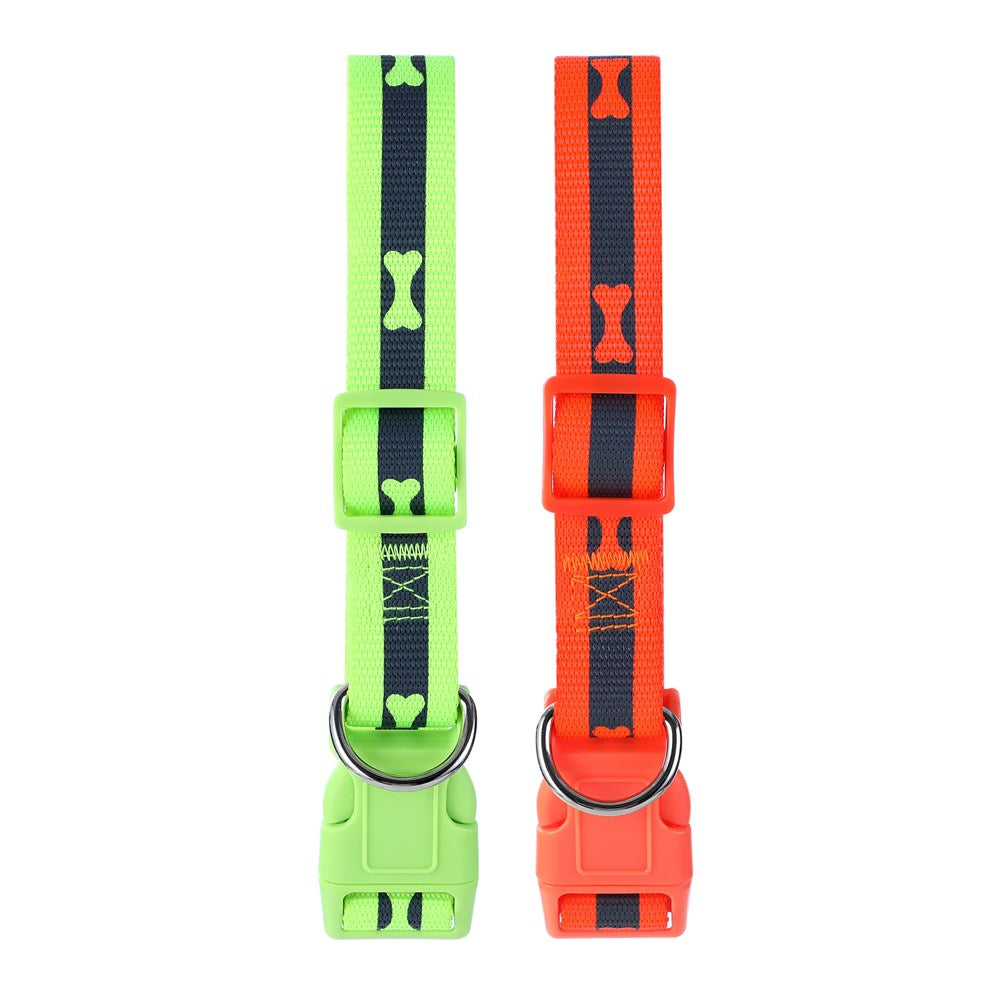 Reflective Bone Print Dog Collar Large 45-65cm