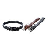 Leather Look Padded Dog Collar with Stitch Detail - Small