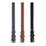 Leather Look Padded Dog Collar with Stitch Detail Medium