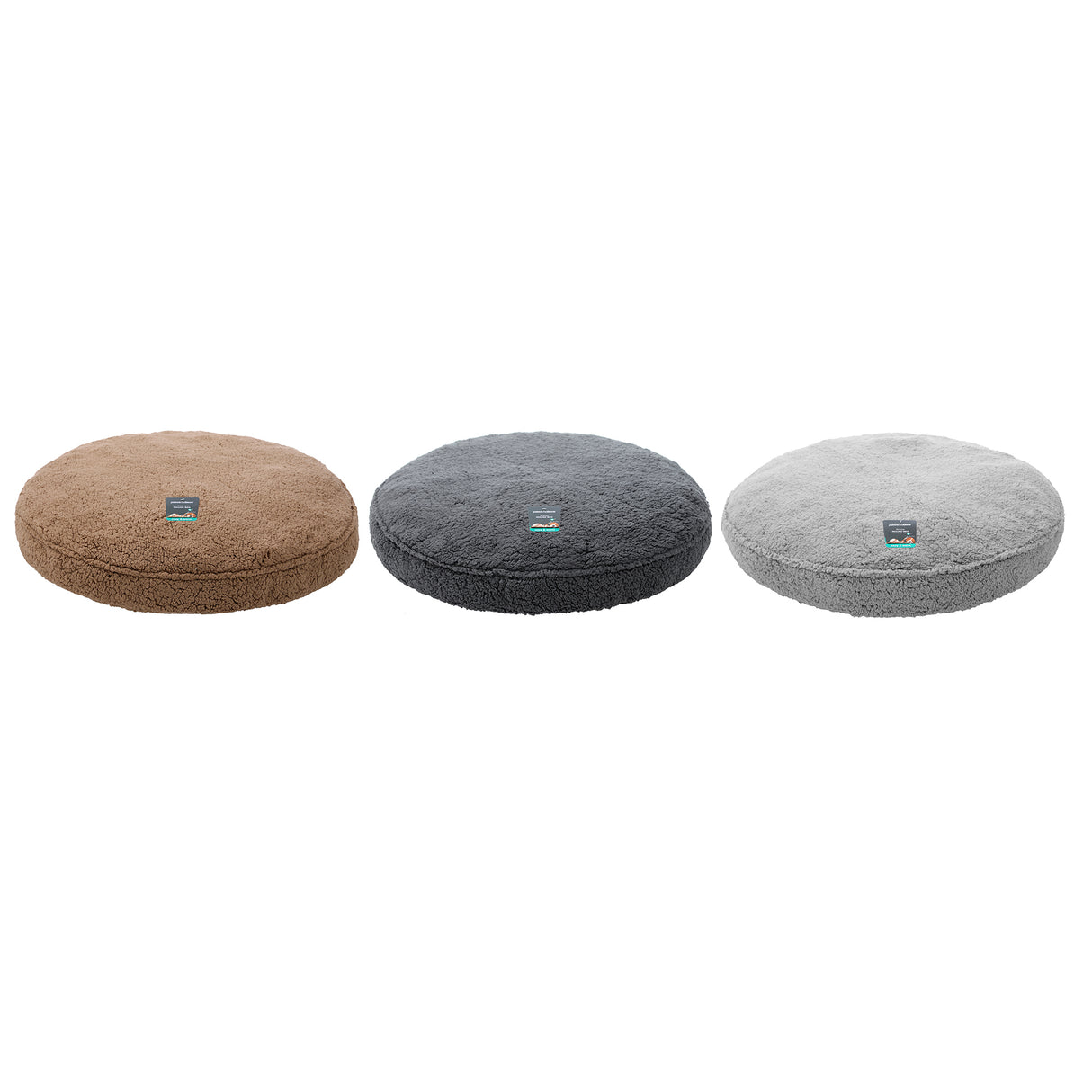 Sherpa Pet Bed Round Flat - 3 Colours