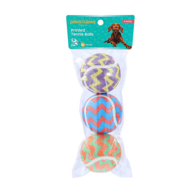 3 Pack Printed Tennis Ball Dog Toy 6cm