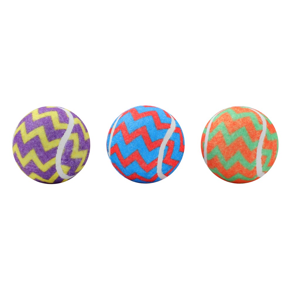 3 Pack Printed Tennis Ball Dog Toy 6cm