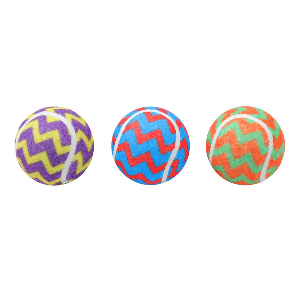 3 Pack Printed Tennis Ball Dog Toy 6cm