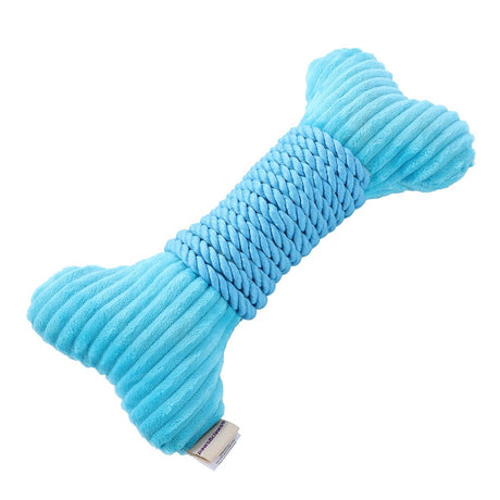 Plush Bone Dog Toy with Rope Wrap