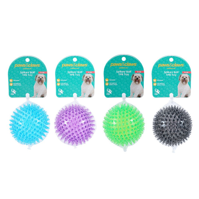 Spikey Ball TPR Pet Toy 9cm 4 Assorted