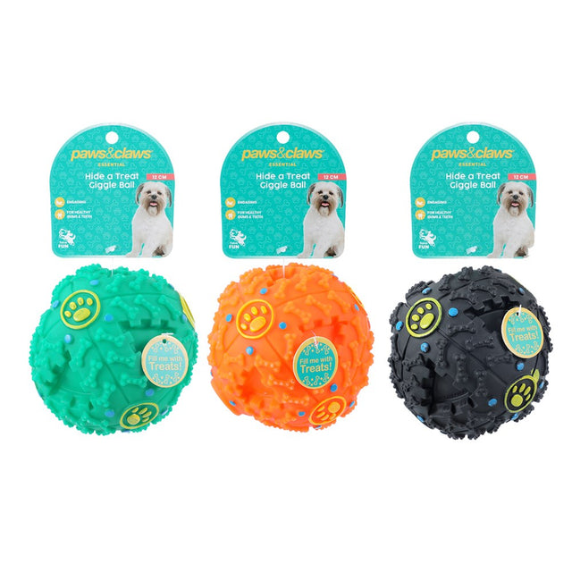 Hide A Treat Giggle Ball Dog Toy 12cm Assorted