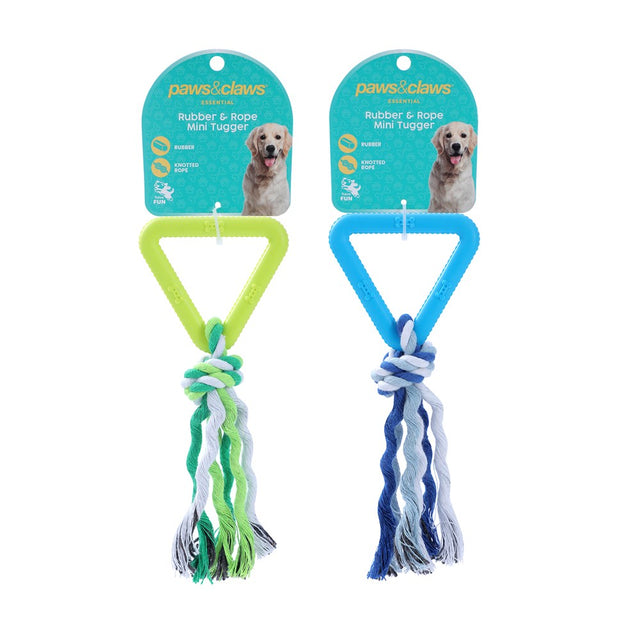Triangle TPR and Rope Dog Toy 17cm 2 Assorted