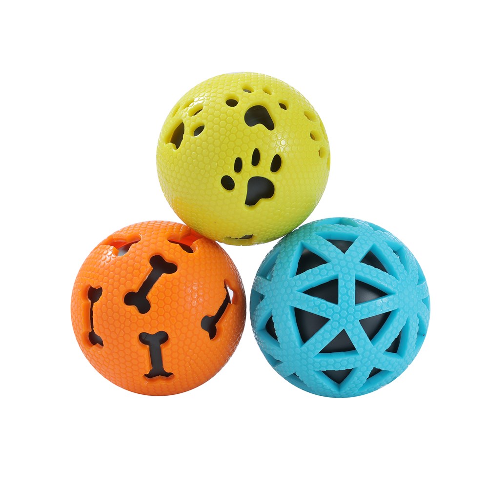 3 Pack Beef Scented Squeaker Dog Ball 7cm