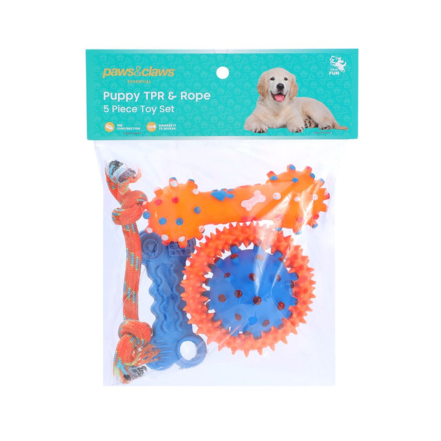 5 Pack Puppy TPR and Rope Toy Set