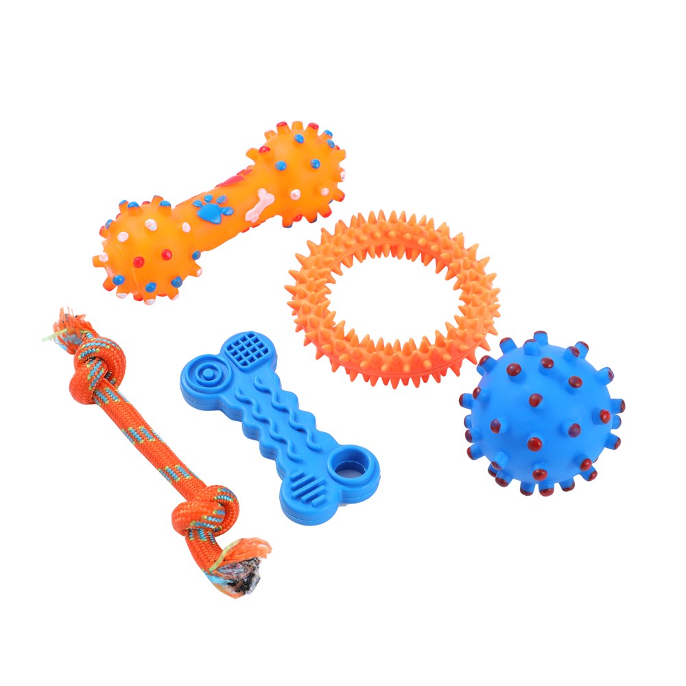 5 Pack Puppy TPR and Rope Toy Set