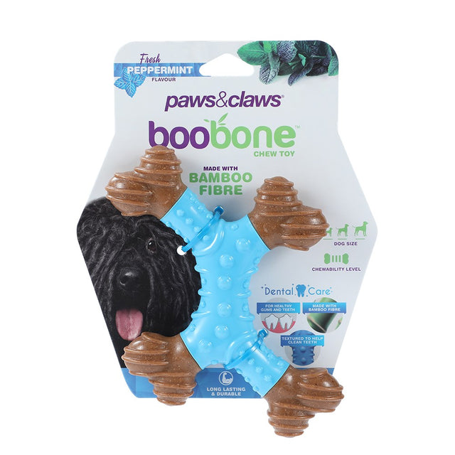 Boobone TPR Dental 4-Way Bone Dog Chew Toy Peppermint 16.5cm