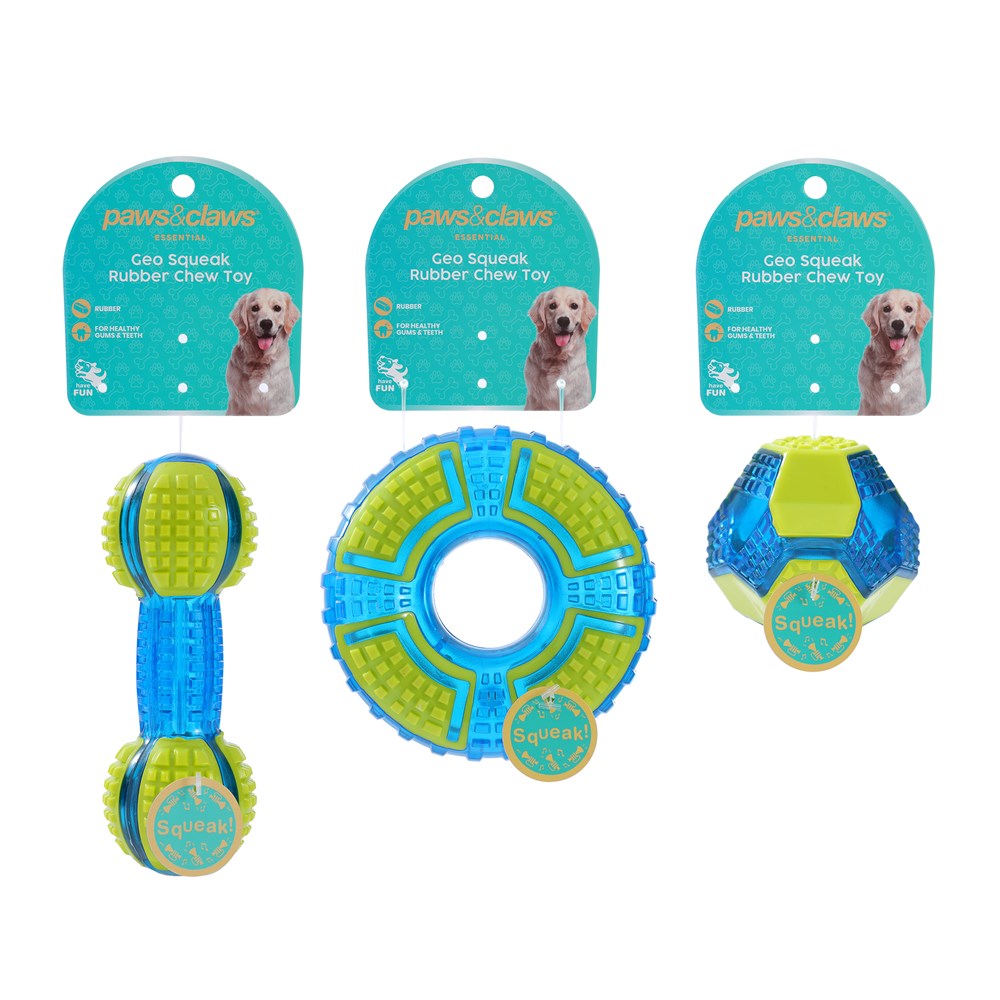 Geo Squeak and Chew TPR Ball Dog Toy 7.5cm