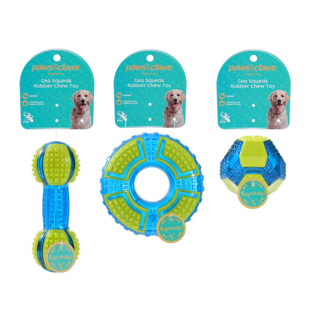 Geo Squeak and Chew TPR Ball Dog Toy 7.5cm