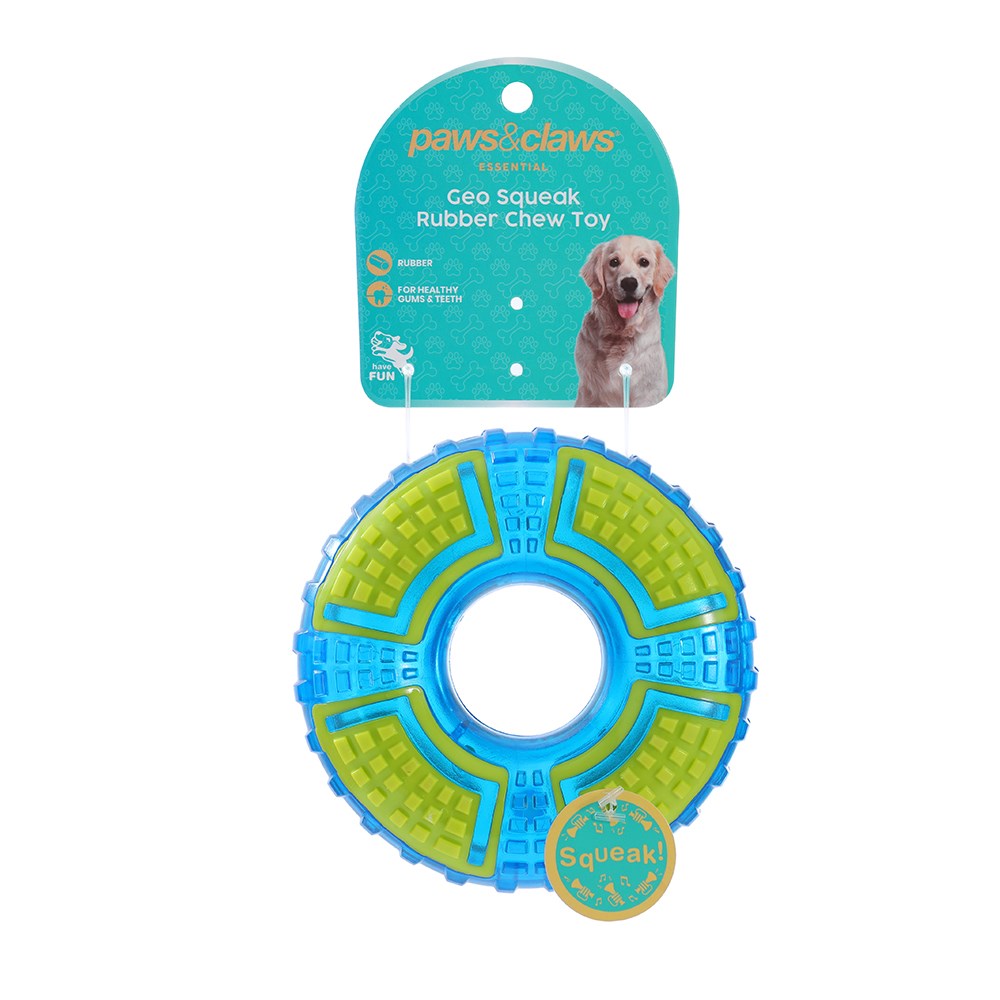 Geo Squeak and Chew TPR Ball Dog Toy
