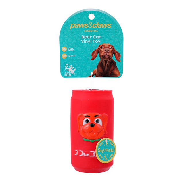 Beer Can Squeaker Dog Toy 11cm Assorted Colours