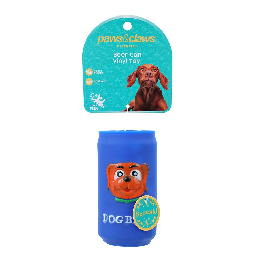 Beer Can Squeaker Dog Toy 11cm Assorted Colours