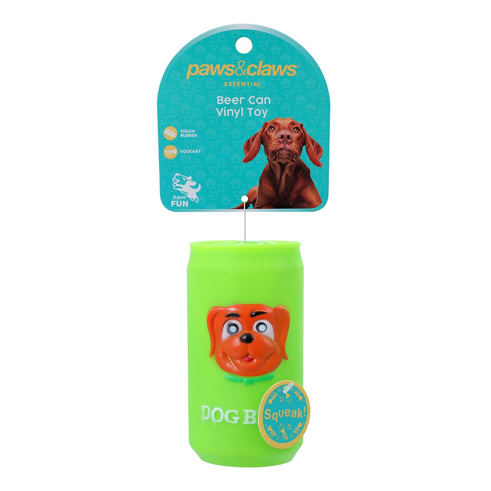 Beer Can Squeaker Dog Toy 11cm Assorted Colours