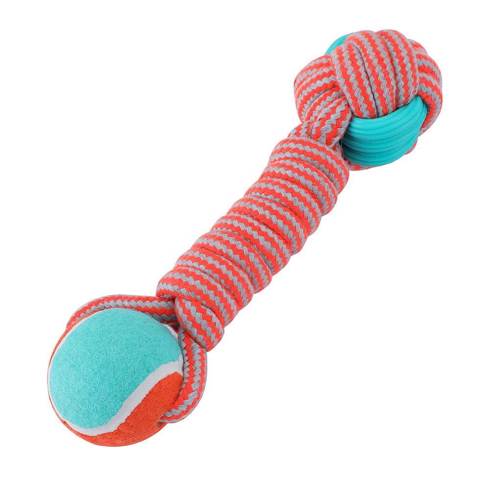 Stretch & Fetch TPR Braided Rope Ball Bone Dog Toy