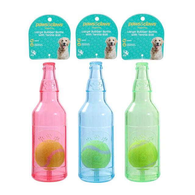 TPR Bottle Tennis Ball Large Dog Toy 24.5 x 7.5cm Assorted