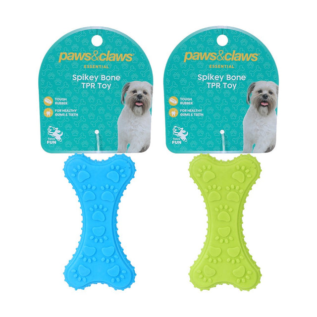 TPR Spikey Bone Dog Toy 2 Assorted Colours