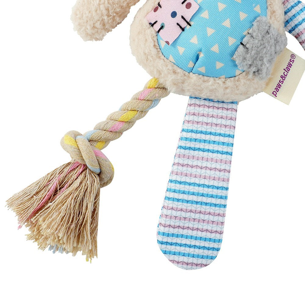 Patchy Pals Plush Bear Pet Toy with Rope